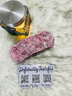 Hand Knit Pink Merino Wool Headband: Lake Erie Headband